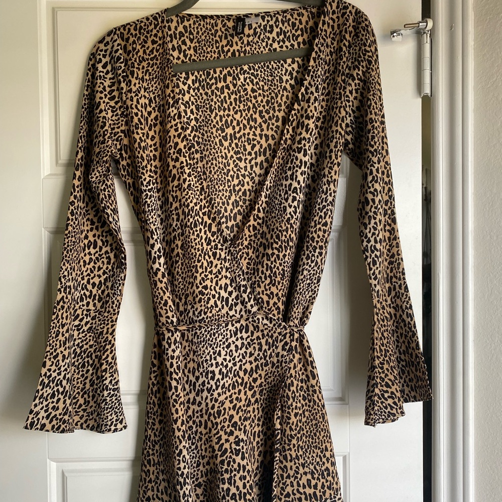 Sexy cheetah wrap dress
